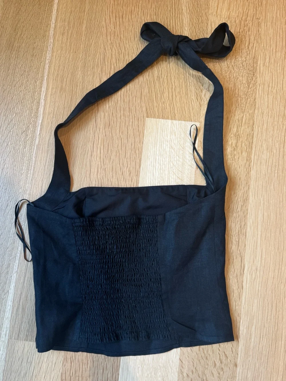 Black Tie-Back Crop Top Reformstion - Picture 1 of 2
